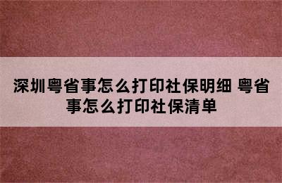 深圳粤省事怎么打印社保明细 粤省事怎么打印社保清单